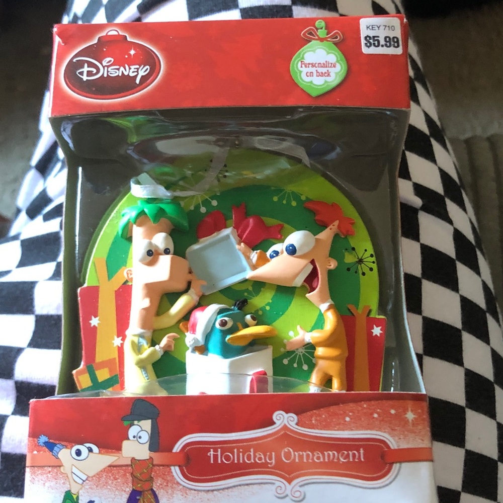 Disney Phineas and Ferb Holiday Ornament in Green, Red and Yellow